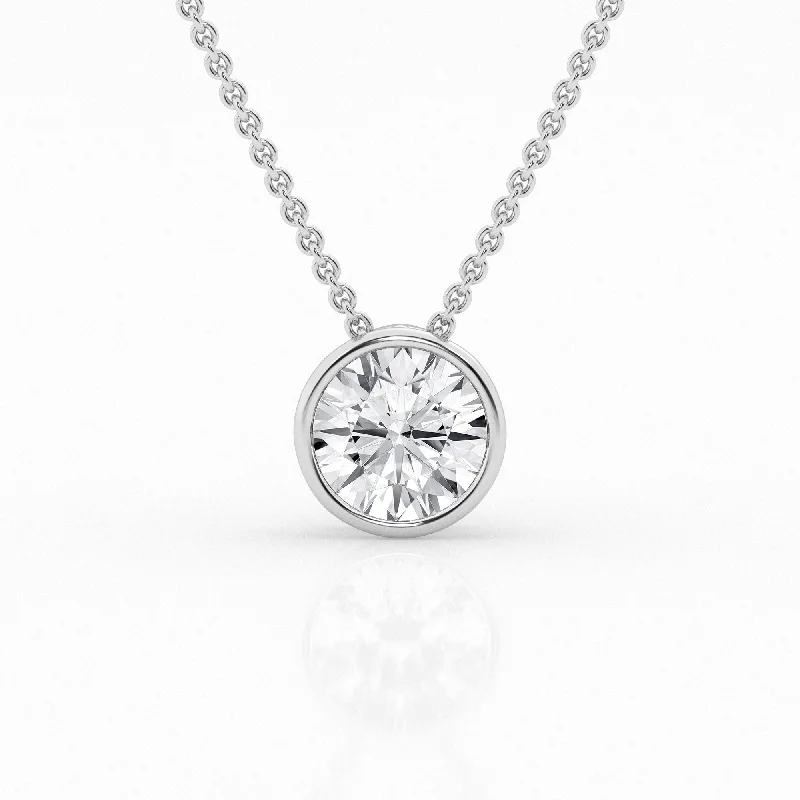 2ct Round Lab Grown Diamond Bezel Solitaire Necklace