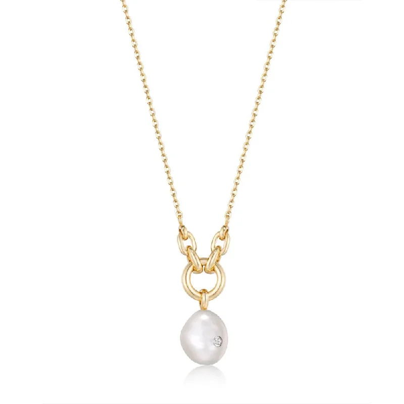 Ania Haie Gold Pearl Link Pendant