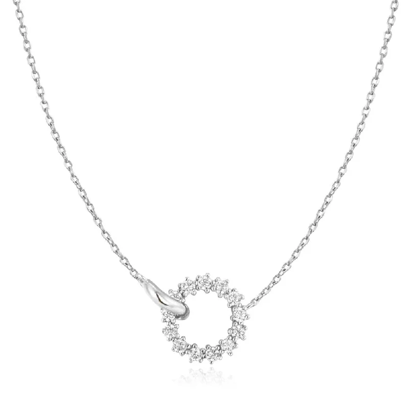 Ania Haie Silver Interlinked Circles Pavé Necklace