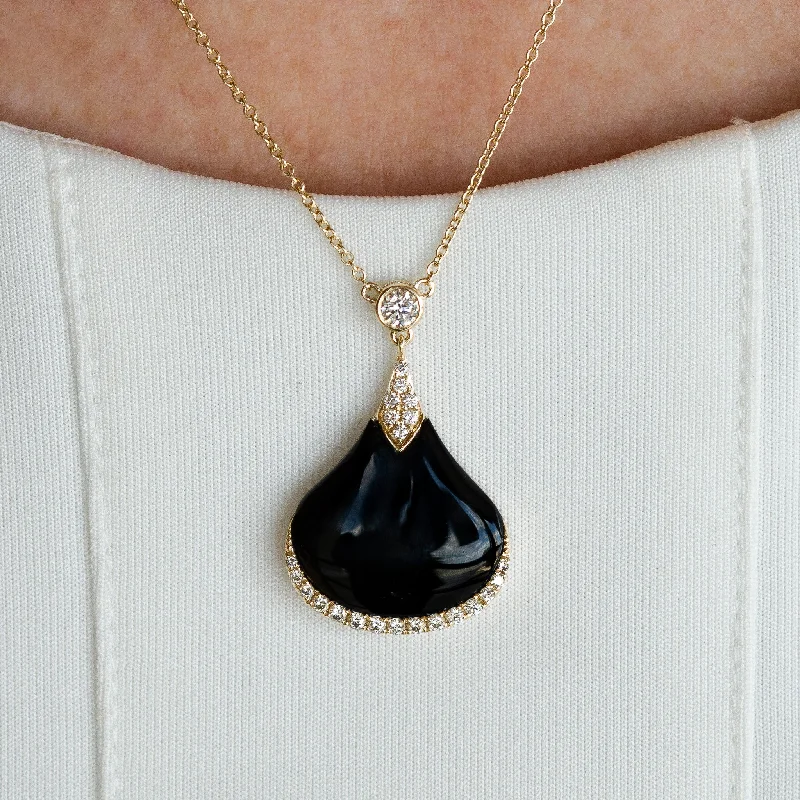 Black Onyx Diamond Drop Pendant