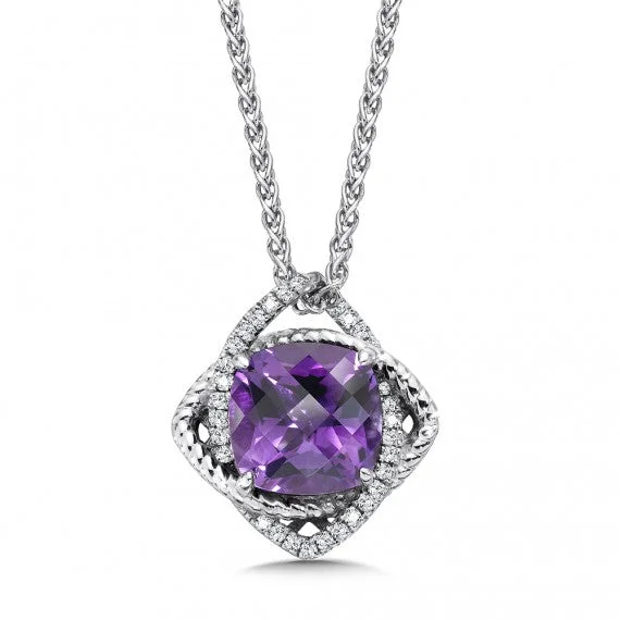 Color SG - Purple Amethyst & Diamond Pendant