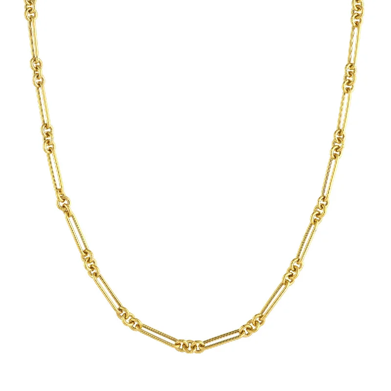 Rounded Mixed Link Gold Paperclip Chain