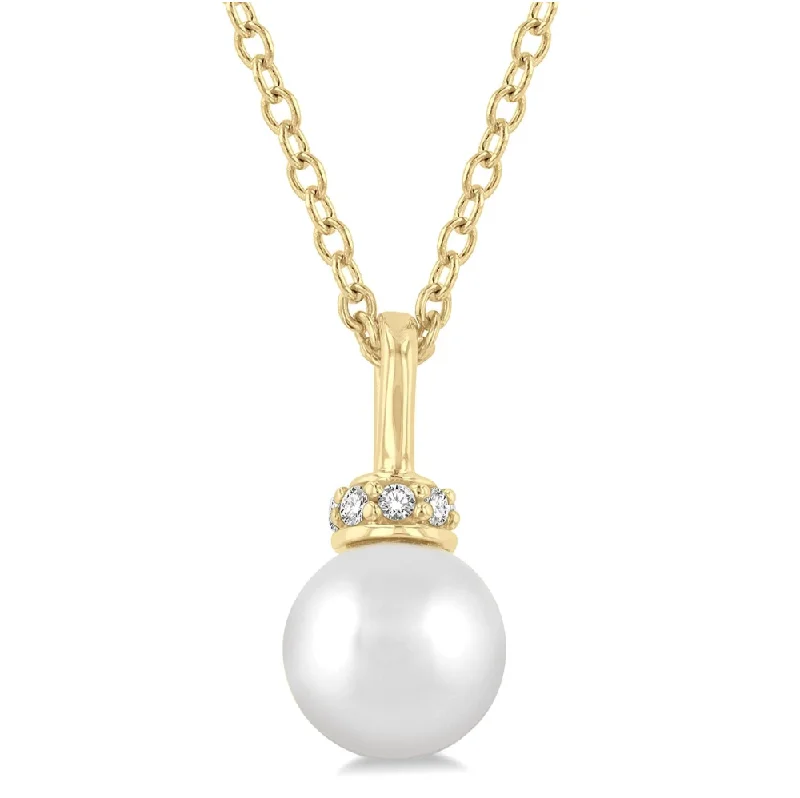 Diamond-Accented Pearl Drop Pendant