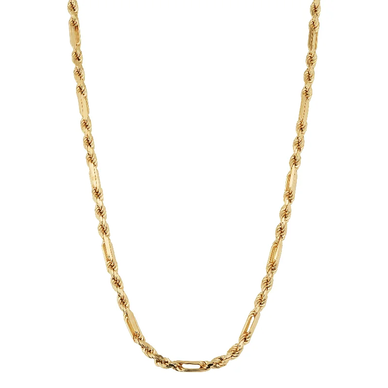 Gold Mixed Link Rope Chain