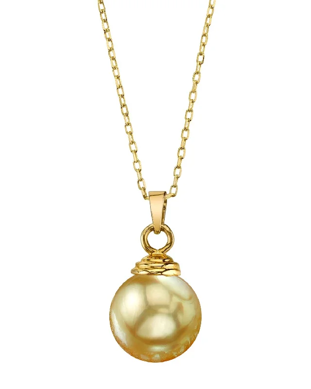 Golden South Sea Hope Solitaire Pearl Pendant