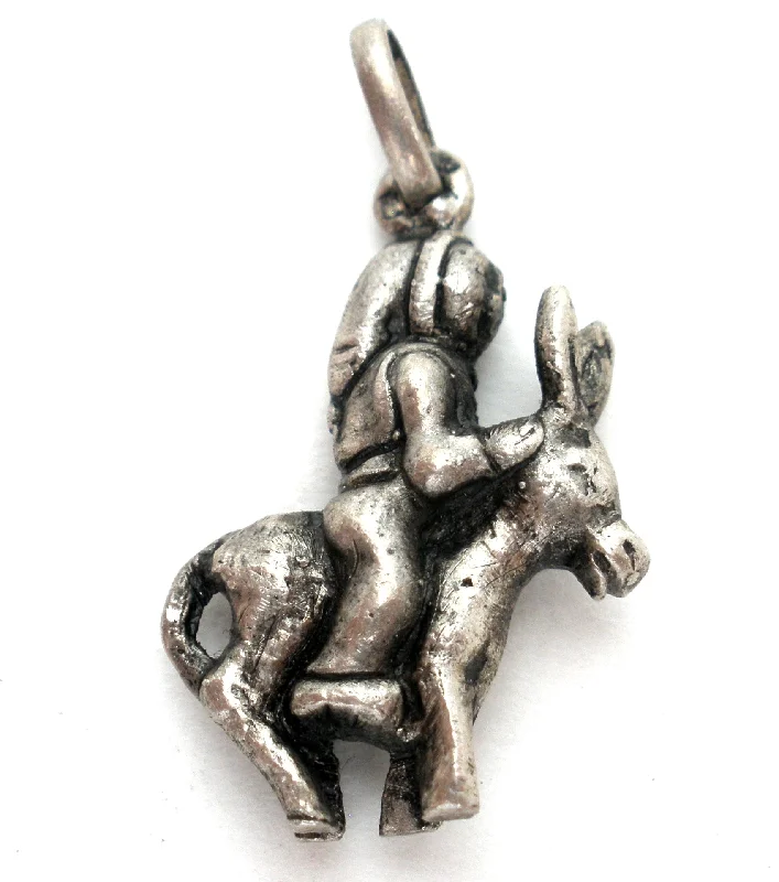 Man Riding A Donkey Charm Pendant Vintage