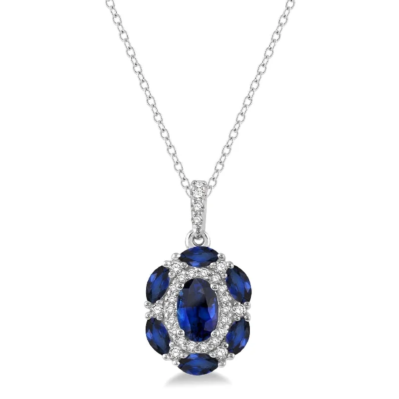 Sapphire & Diamond Floral Pendant