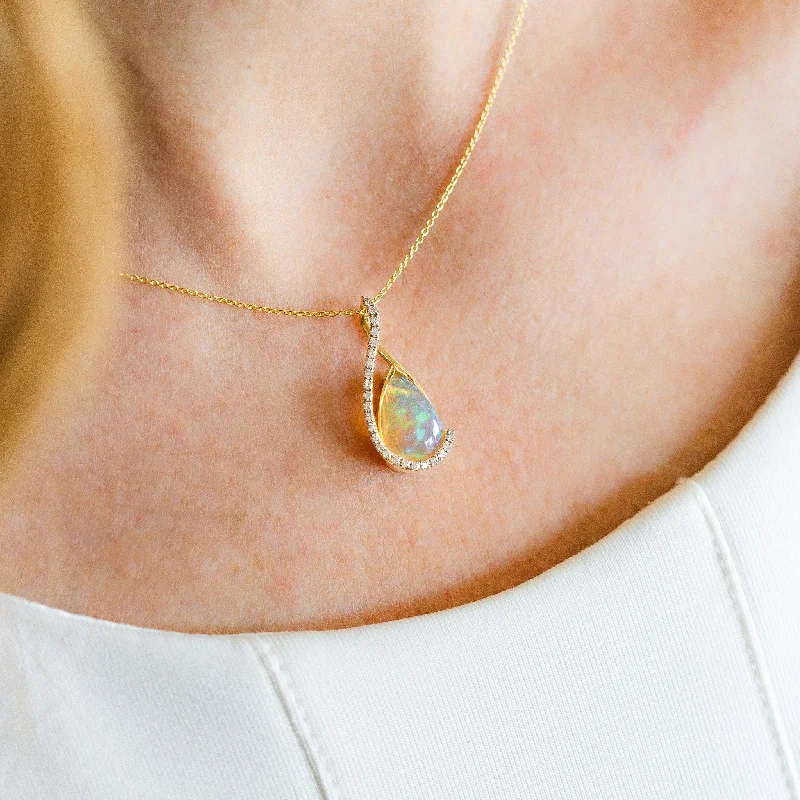 Pear Opal & Diamond Pendant