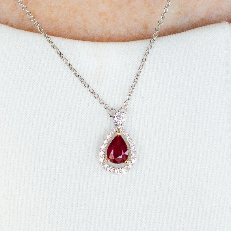 Pear Ruby & Diamond Pendant