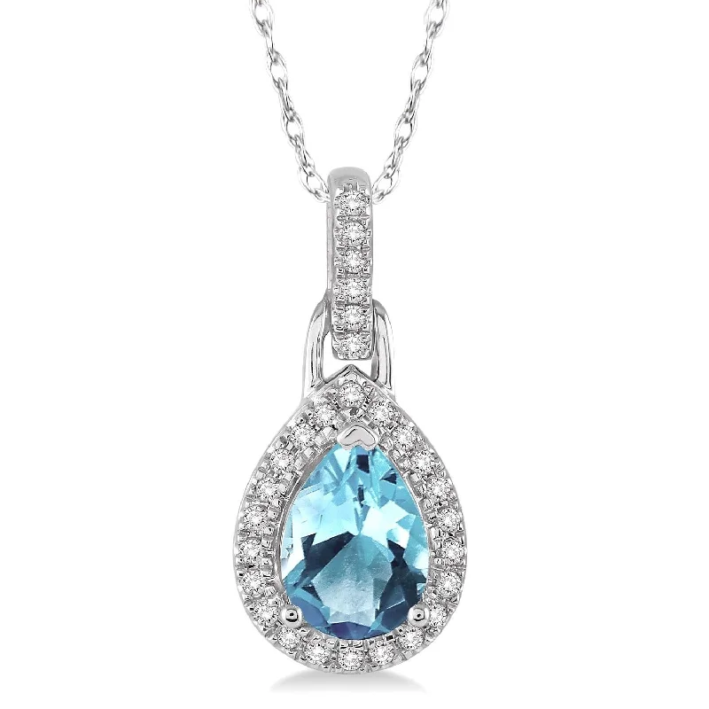 Pear Aquamarine & Diamond Pendant