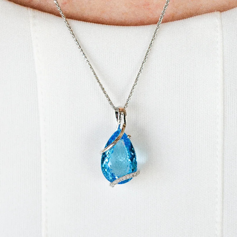 Pear Swiss Blue Topaz Pendant