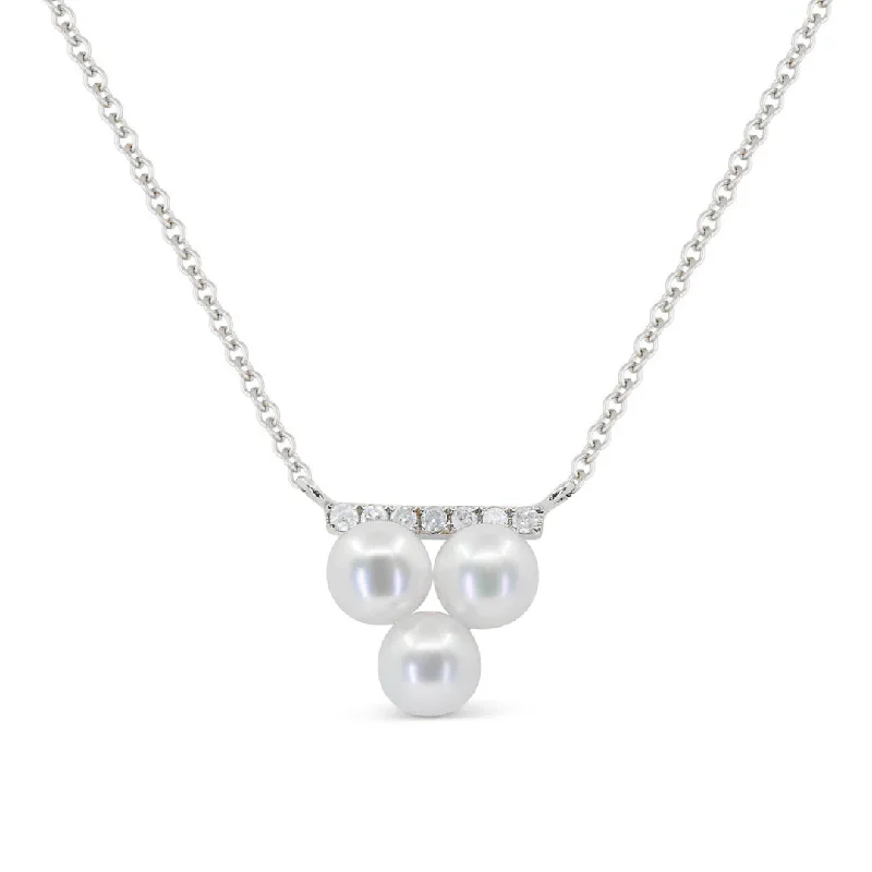 Pearl Trio Necklace with Diamond Accents