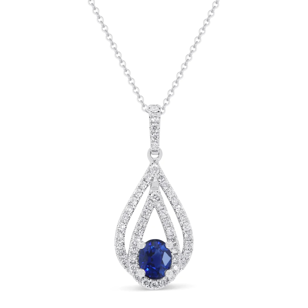 Sapphire & Diamond Drop Pendant