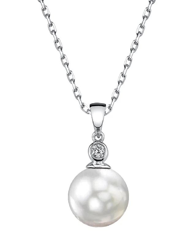 White South Sea Pearl & Diamond Bezel Pendant