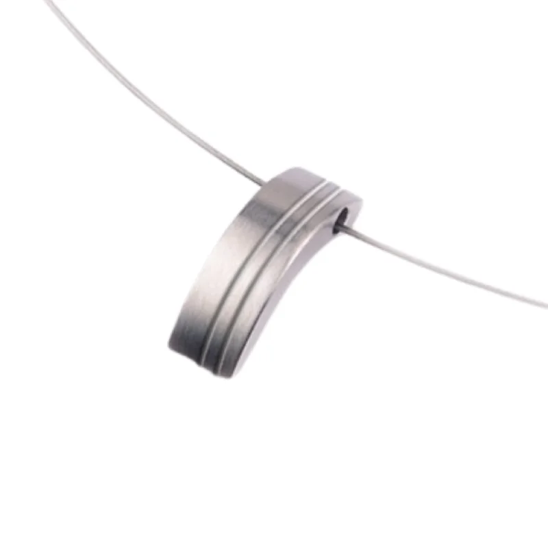 Stainless Steel Pendant - "Narrow Semi-Curve With Grooves"