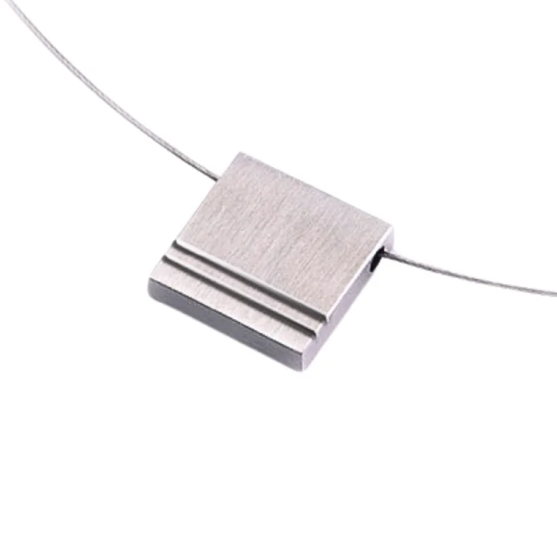 Stainless Steel Pendant - "Square With Grooves"