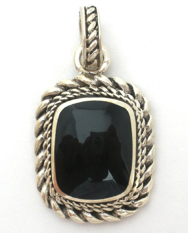 Sterling Silver Black Stone Pendant Slide