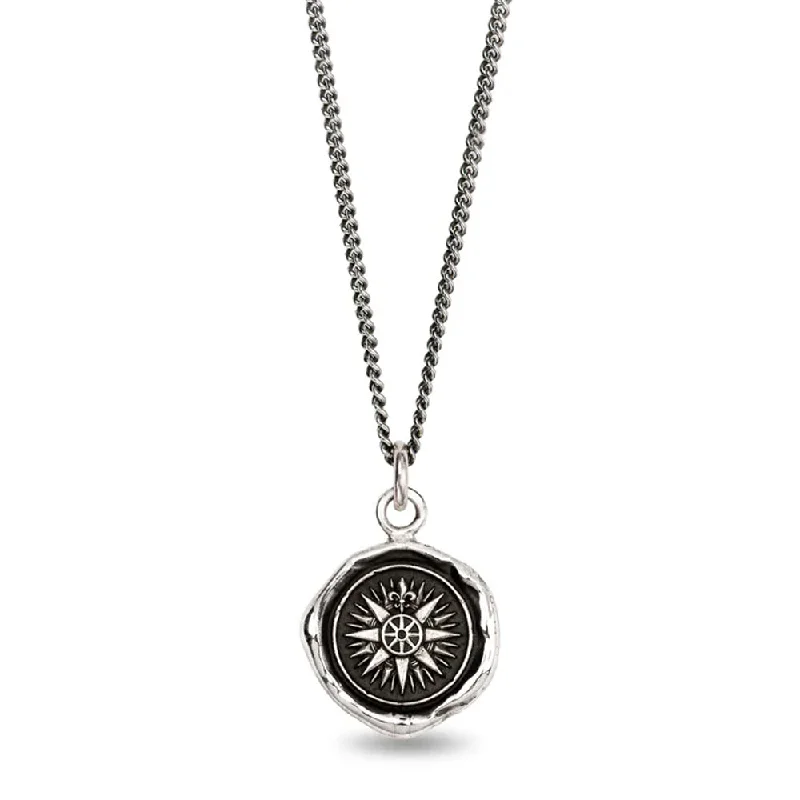 Sterling Silver Compass Talisman Necklace - "Direction"