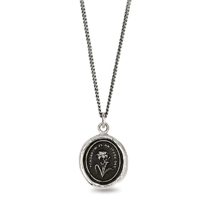 Sterling Silver Daylily Talisman Necklace - "Tomorrow is Another Day"