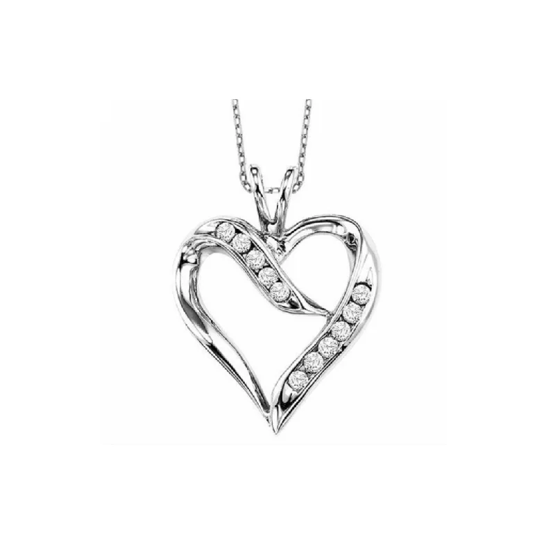 Sterling Silver Diamond Heart Pendant