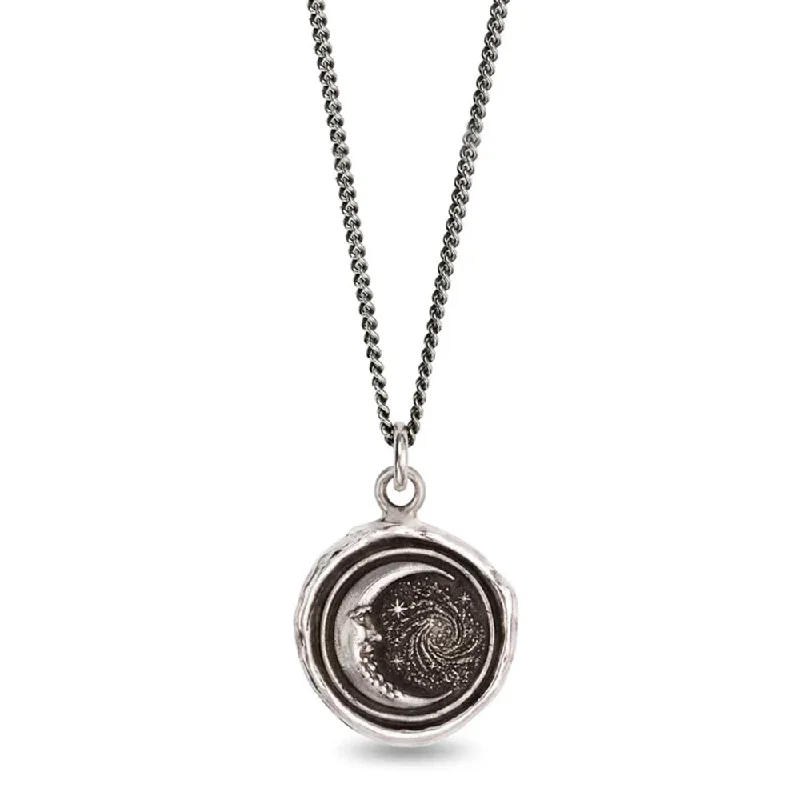 Sterling Silver Moon & Galaxy Talisman Necklace - "Trust the Universe"