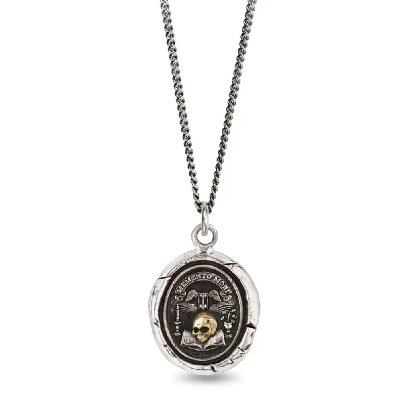 Sterling Silver & Yellow Gold Skull Talisman Necklace - "Memento Mori"