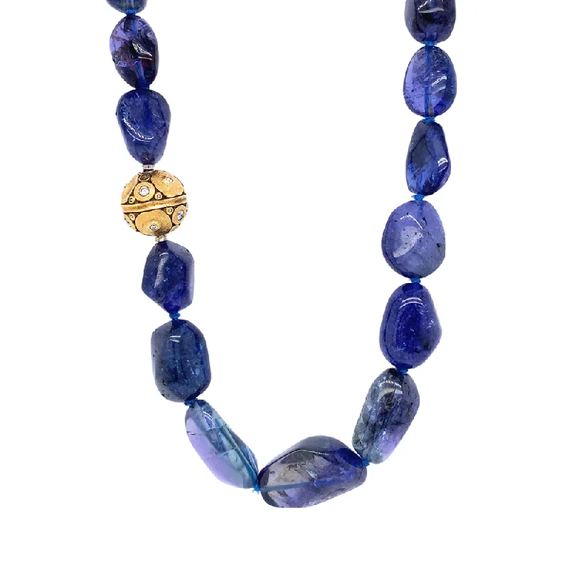 Tanzanite Beaded Necklace & Vario Clasp- "Lillies"