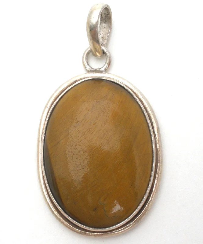 Tiger's Eye Pendant Sterling Silver Vintage