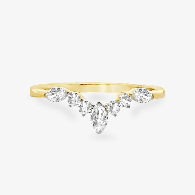 0.30CT Marquise & Round Diamond Chevron Ring