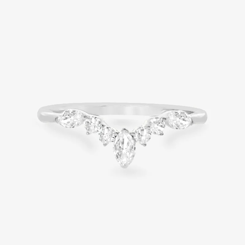 0.45CT Marquise & Round Diamond Chevron Ring