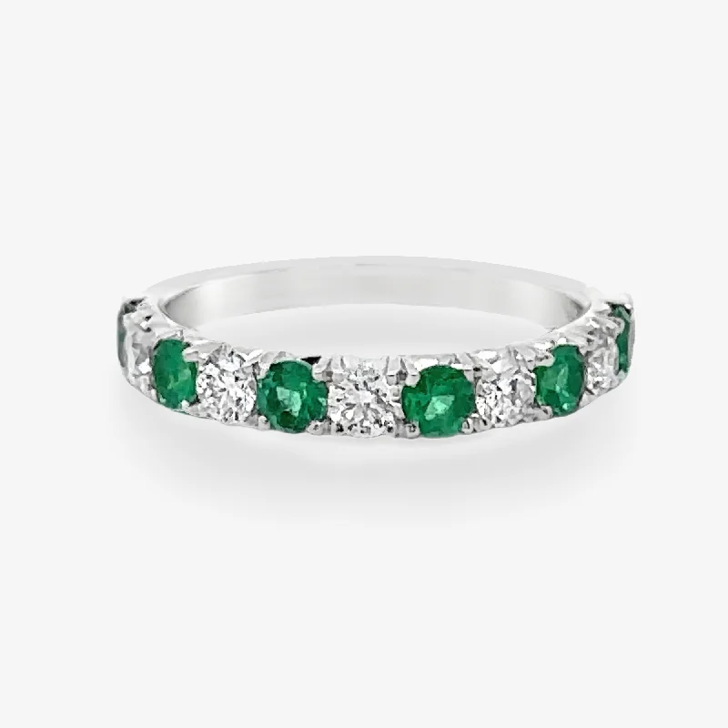 0.50CT Emerald & Diamond Halfway Ring