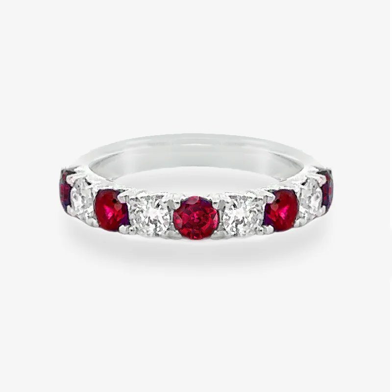 0.50CT Ruby & Diamond Halfway Ring