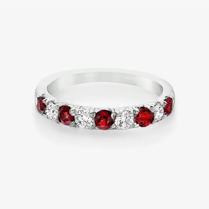 0.65CT Ruby & Diamond Halfway Ring