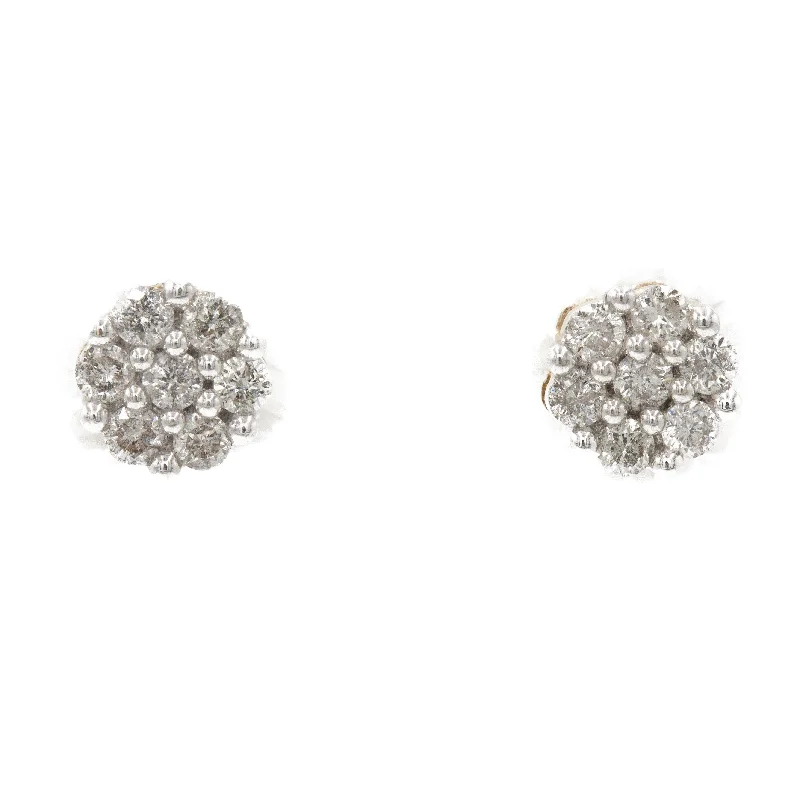 0.75 ct Diamond Cluster Earrings in 14k Yellow Gold