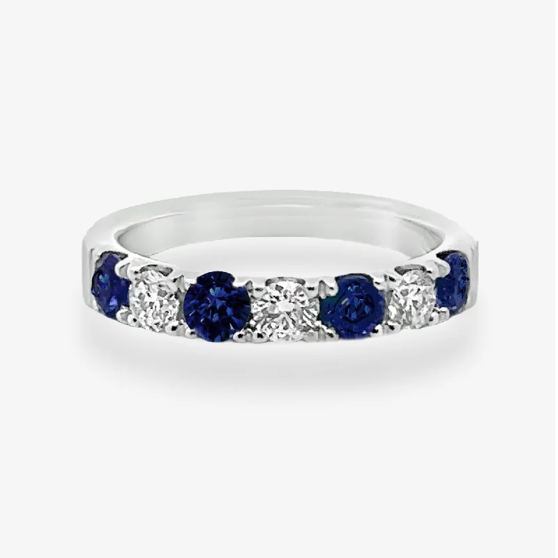 0.75CT Sapphire & Diamond Halfway Ring