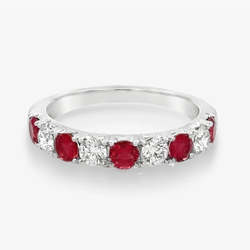 0.80CT Ruby & Diamond Halfway Ring