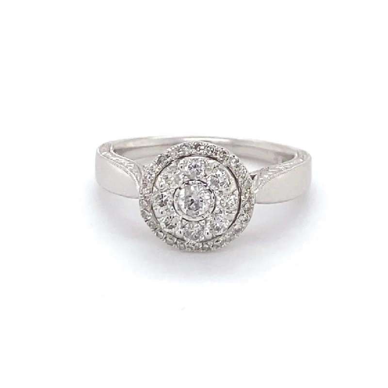 10K .50ctw Diamond Halo Engagement Ring