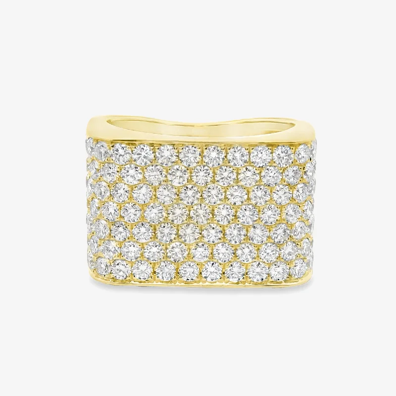 13mm Wide Pave' Soft Square Band Ring