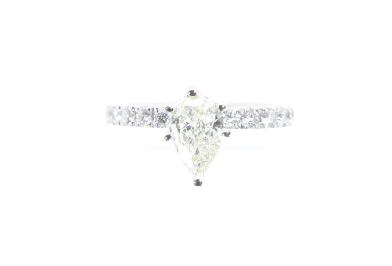 14K WHITE GOLD 1.58ctw PEAR CUT DIAMOND ENGAGEMENT RING SIZE 6.5