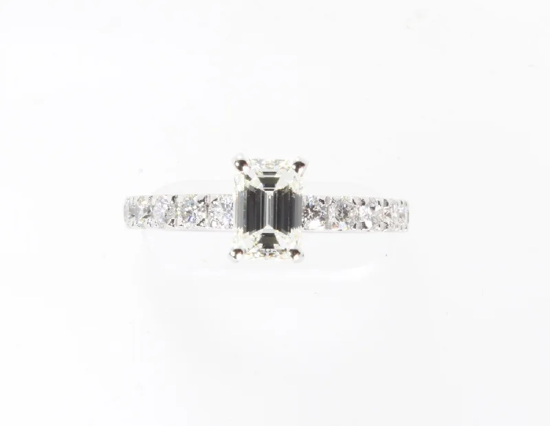 14K White Gold Emerald Cut Diamond 1.79ctw Engagement Ring