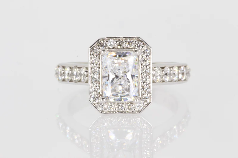 1.25Ct Emerald Cut Semi Mount Diamond Engagement Ring