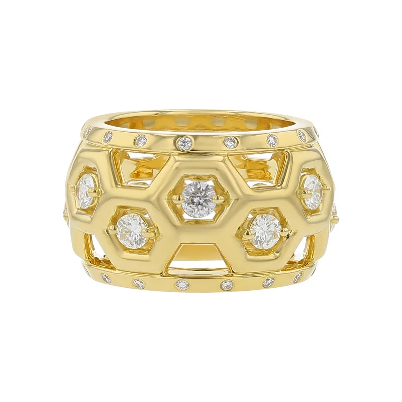 18K Yellow Gold Diamond B Collection Dome Ring