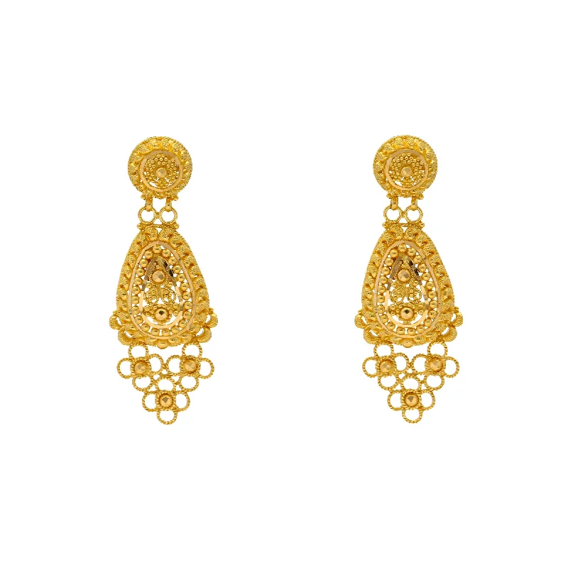 22K Yellow Gold Beaded Filigree Earrings (9.2gm)