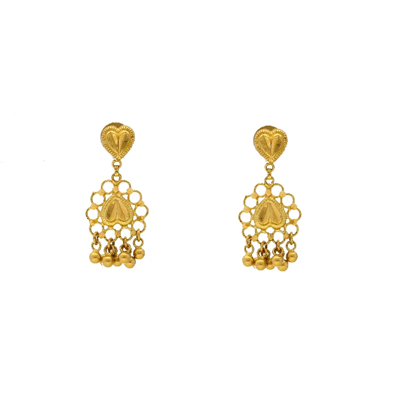 22K Yellow Gold Beaded Filigree Stud Earrings (6.3gm)