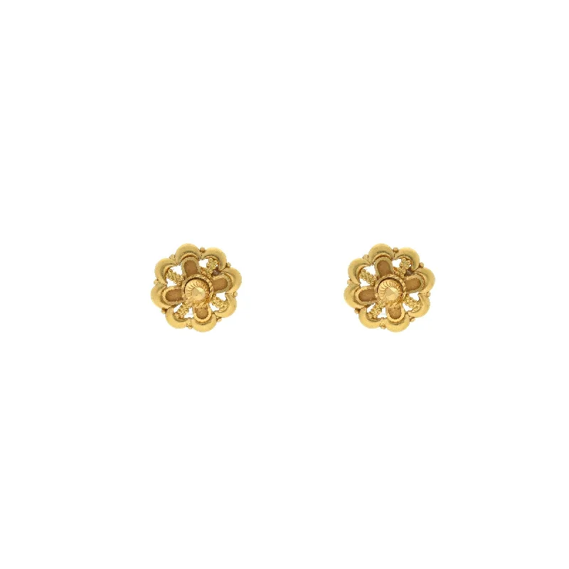 22K Yellow Gold Elegant and Long-Lasting Stud Earrings, 3.9 grams