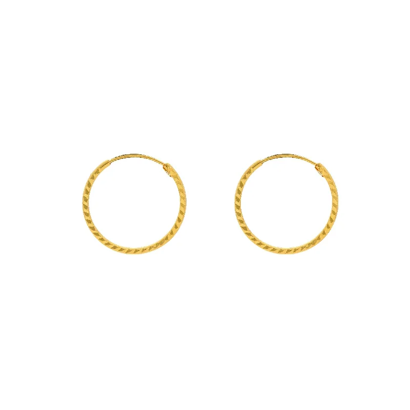 22K Yellow Gold Hammered Hoops, 1.7 Grams