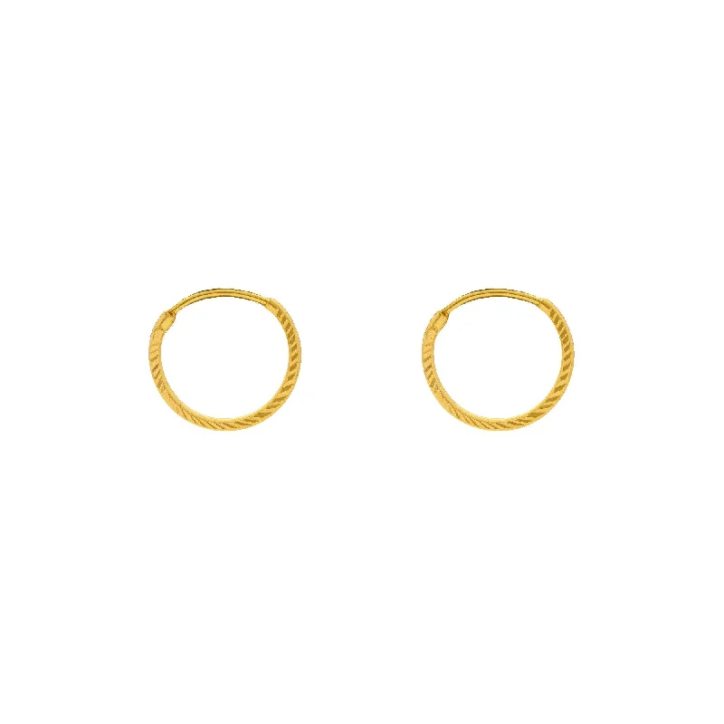 22K Yellow Gold Hammered Hoops, 1.8 Grams