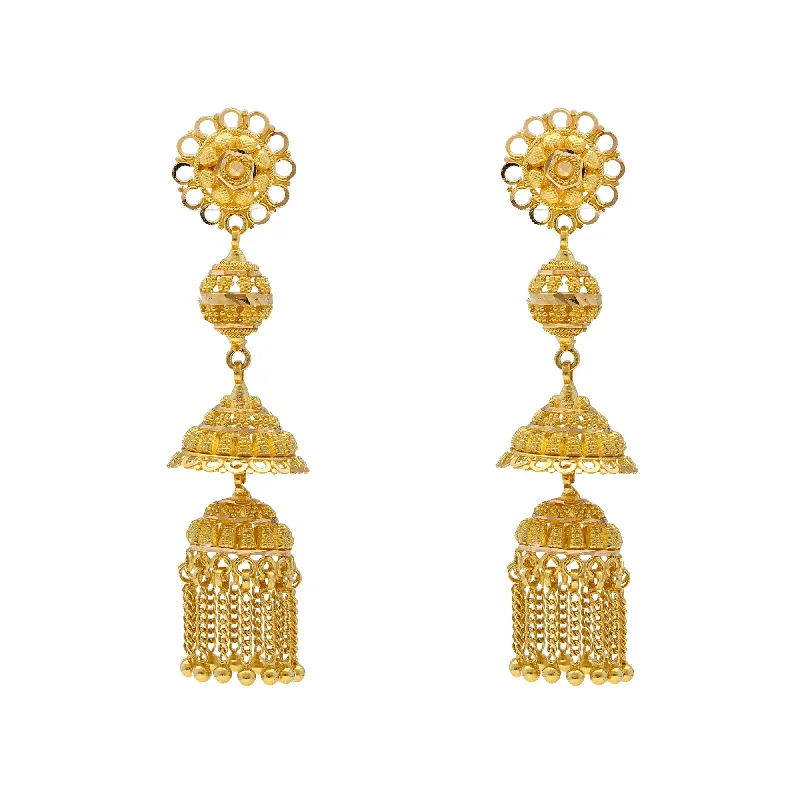chunky gemstone cuff bracelet 22K Yellow Gold Jhumka Earrings (15.1gm)