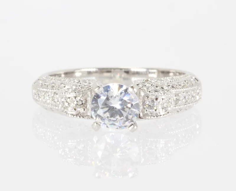 Platinum Round Semi Mount .27ctw Diamond Engagement Ring