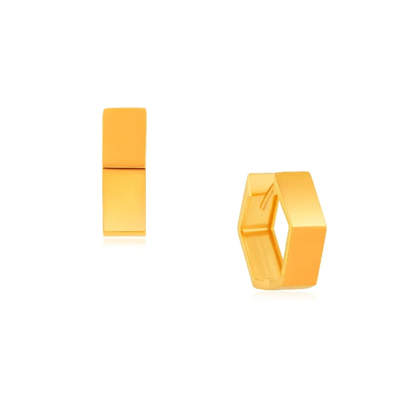 gold wedding band for men 916 Gold Hexagon Harmony Earrings
